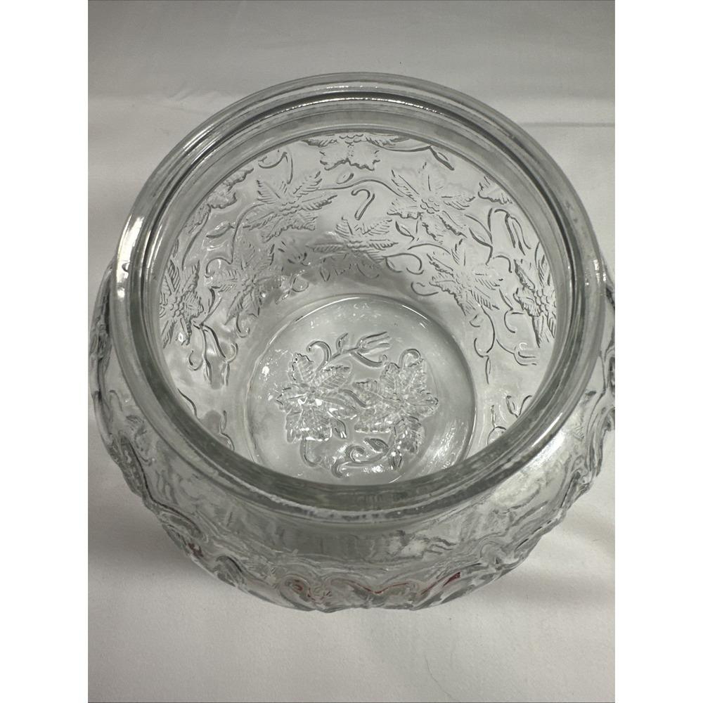 Vintage Princess House Glass Poinsettia "Fantasia" Canister Christmas Floral - Picture 5 of 8